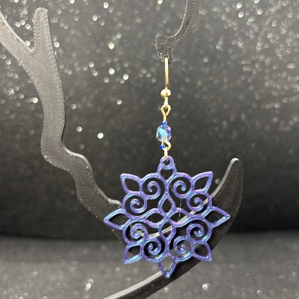 Blue and Purple Color Shift Filigree Earrings - Picture 5 of 7